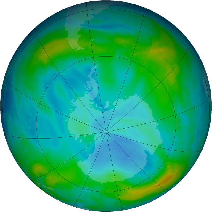 Antarctic ozone map for 20 June 1999